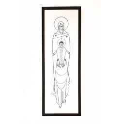 Quadro Mãe de Deus Moldura Preta 33cm X 93cm - 1