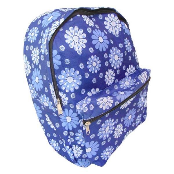 Mochila Feminina Casual Escolar Infantil Estampa Flor Azul (JA90512) - 1