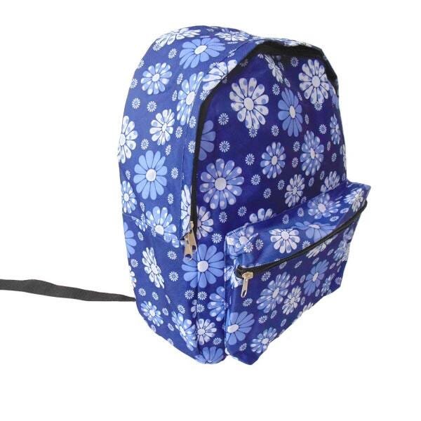 Mochila Feminina Casual Escolar Infantil Estampa Flor Azul (JA90512) - 5