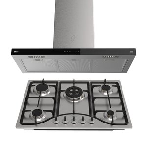 Kit Inox Cooktop a Gás 5 Bocas e Coifa de Ilha 90 cm Oster - 220V