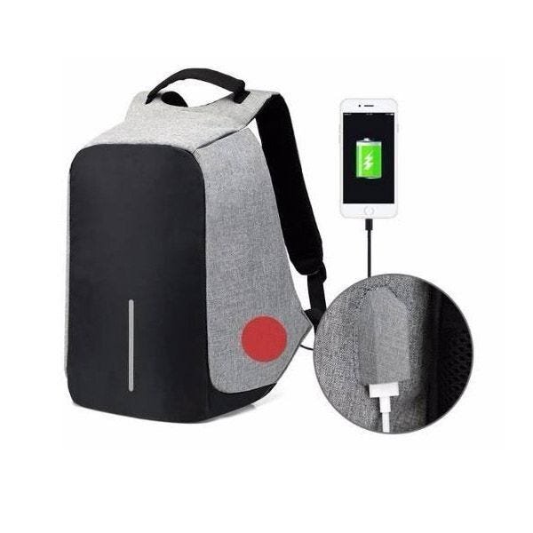 Mochila Unissex Anti-furto Usb Laptop Ziper Escondido Ajuste (BSL-BOLSA-9) - Cinza - 3