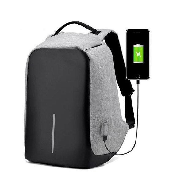 Mochila Unissex Anti-furto Usb Laptop Ziper Escondido Ajuste (BSL-BOLSA-9) - Cinza - 2