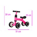 Ver mais imagens de Bicicleta de Equilíbrio Infantil Rosa sem Pedal 4 Rodas com Assento Anatômico e Guidão com Limitador
