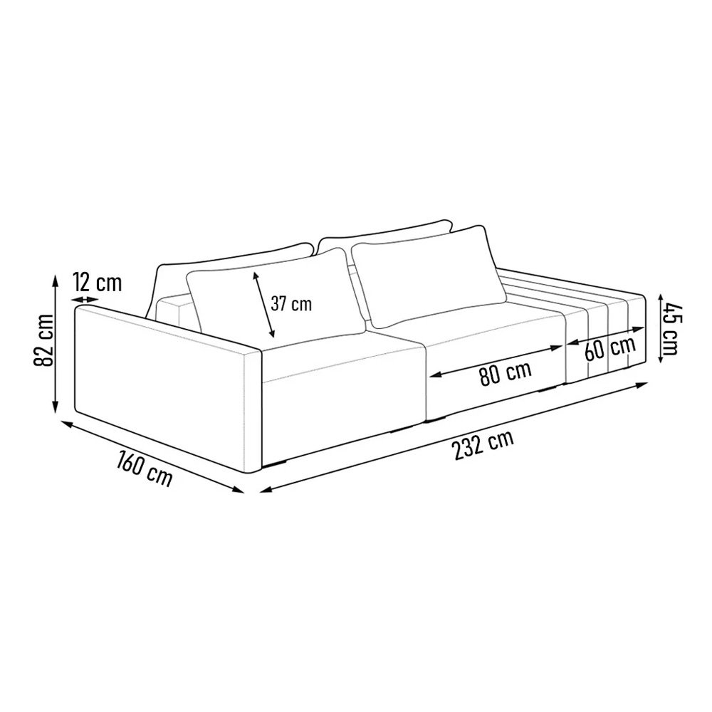 Sofá Ilha 2 Lugares Living 232cm Modulado para Sala Lary Veludo Bege K01 - D'rossi - 4