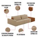 Ver imagem 3 de Sofá Ilha 2 Lugares Living 232cm Modulado para Sala Lary Veludo Bege K01 - D'Rossi