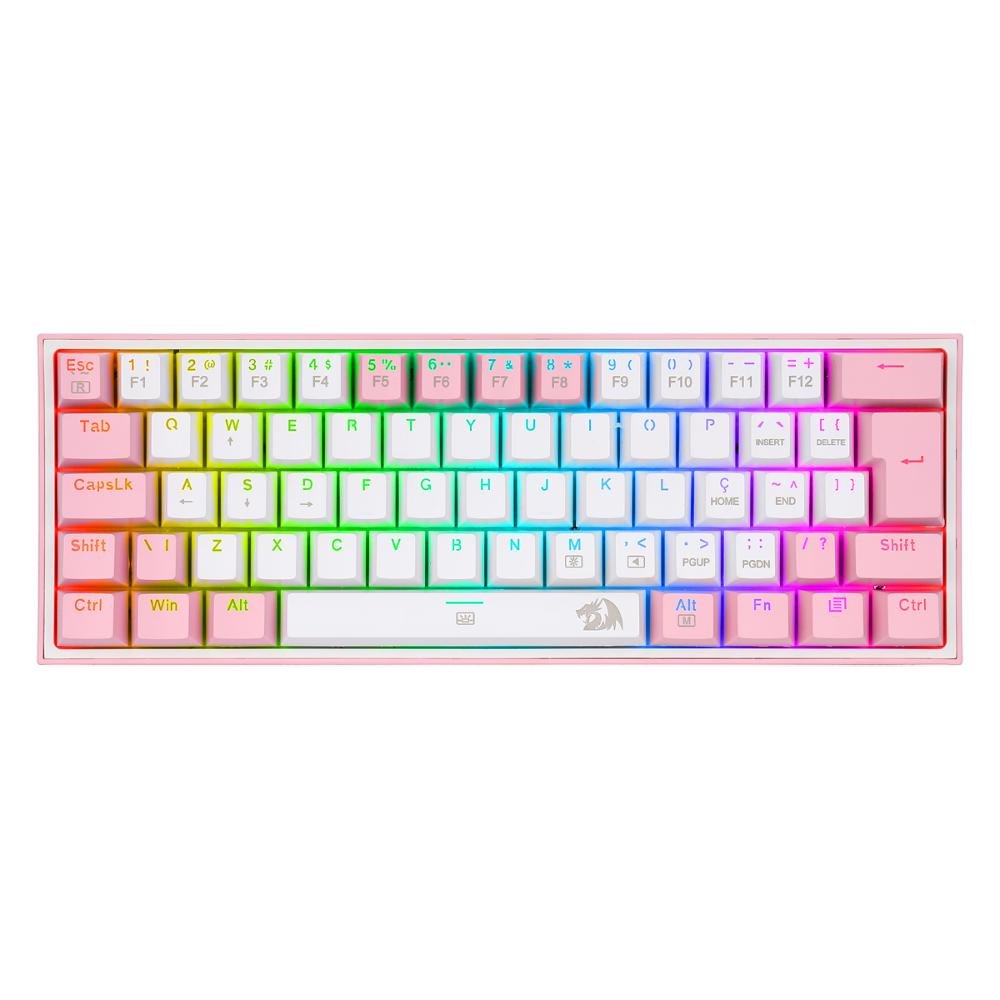 Teclado Mecânico Gamer Redragon Fizz Lollipop - Abnt2 - Rgb - Switch Azul - K617-rgb-wp-blue