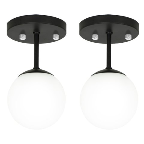 Kit 2 Lustre Plafon Orby Preto 23x14 cm
