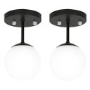 Ver imagem 1 de Kit 2 Lustre Plafon Orby Preto 23x14 cm