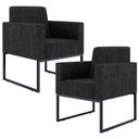 Ver imagem 1 de Kit 2 Poltronas Decorativas para Sala Recepção Base Fixa Metal Helô L02 Linho Chumbo - Lyam