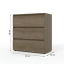 Ver imagem 3 de Cômoda para Quarto 3 Gavetas 90x92cm Condessa Yescasa Marrom/Rustic
