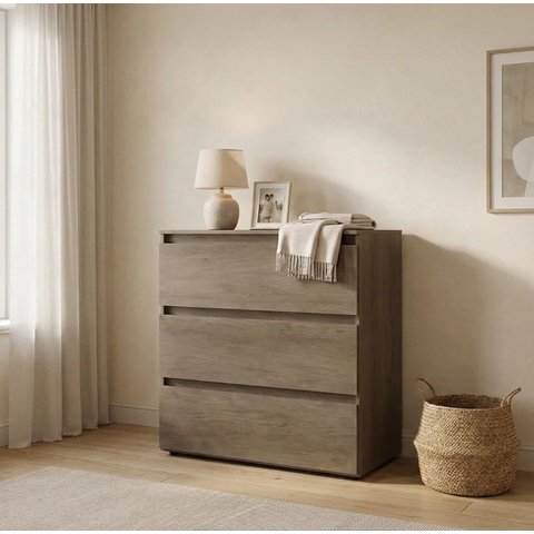 Cômoda para Quarto 3 Gavetas 90x92cm Condessa Yescasa Marrom/Rustic