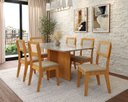 Ver imagem 2 de Mesa para Sala de Jantar 6 Lugares Classic Marrom/Marromle/Off White