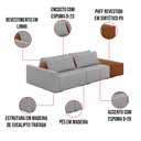 Ver imagem 3 de Sofá Ilha 2 Lugares Living 232cm Modulado para Sala Lary Linho Cinza K01 - D'Rossi