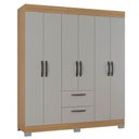 Ver imagem 4 de Cômoda 867 4 Gavetas e Guarda Roupa Casal Tóquio 6 Portas Damasco Off White - Poquema