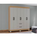 Ver imagem 2 de Cômoda 867 4 Gavetas e Guarda Roupa Casal Tóquio 6 Portas Damasco Off White - Poquema