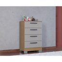 Ver imagem 3 de Cômoda 867 4 Gavetas e Guarda Roupa Casal Tóquio 6 Portas Damasco Off White - Poquema