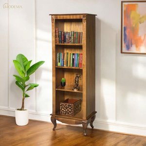 Estante para Livros em Madeira Maciça 3 Prateleiras Pés Luiz Xv Genebra 5100 - Pinhão