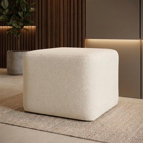 Puff Retangular Decorativo para Sala Orgânico Confortável e Reforçado Bouclé