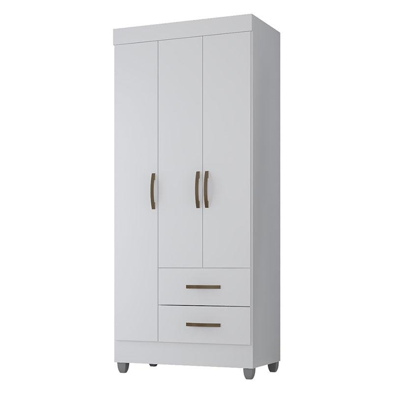 Guarda Roupa Solteiro Lite 3 Portas Branco Brilho - Móveis Leão - 1