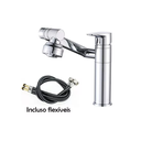 Ver imagem 5 de Torneira Banheiro Rotativa 360 Monocomando Lavabo Luxo Prata - Brinovar