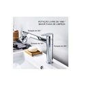 Ver imagem 4 de Torneira Banheiro Rotativa 360 Monocomando Lavabo Luxo Prata - Brinovar