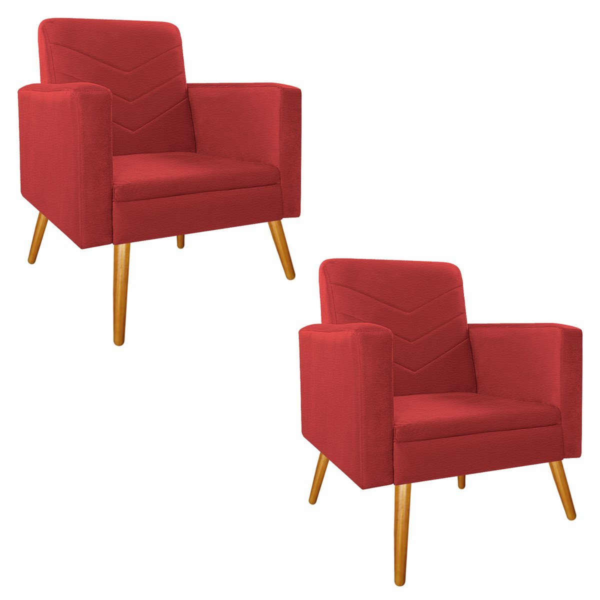 Kit 02 Poltronas Bella Pés Palito Mel Corano - ADJ Decor - Vermelho - 1