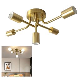Lustre Sputnik Assimetrico Luminaria 5 Lampadas E27 Pendente Iluminaçao Casa Quarto Sala Recepçao Lu - 15