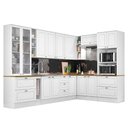 Ver imagem 1 de Cozinha Completa de Canto Americana 10 Peças Branco com Cristaleira e Tampo Nature - Móveis Henn