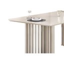 Ver imagem 5 de Mesa de Sala Jantar Luma C/ Tampo Madeirado C/ Vidro Curvo 170x90cm Off White/off White - Dj Móveis