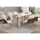Ver imagem 3 de Mesa de Sala Jantar Luma C/ Tampo Madeirado C/ Vidro Curvo 170x90cm Off White/off White - Dj Móveis