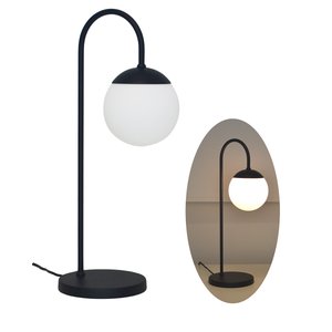 Abajur Luminária Mesa Jabuticaba Curvado Preto Globo Vidro:preto