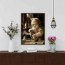 Quadro Atelier de Costura Vintage - Gatinha 45x34cm - com Vidro:moldura Branca - 1