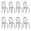 Ver imagem 1 de Kit 8 Cadeiras de Cozinha Califórnia Estampado Rattan Bege Pés de Ferro Preto