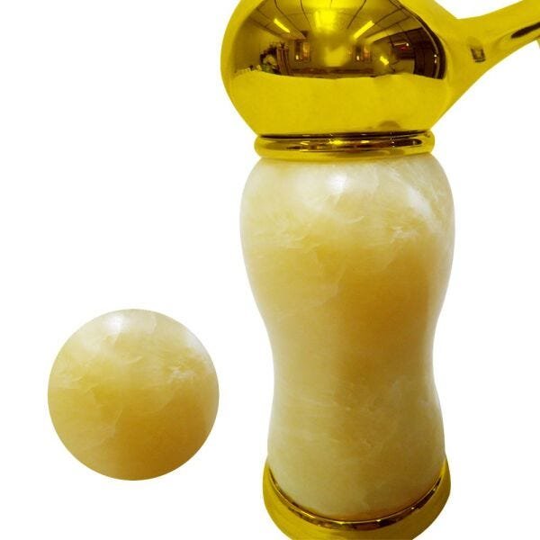 Torneira Bancada Luxo Vintage Monocomando Dourada Marmore Água Fria Quente - 4
