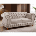 Ver imagem 2 de Sofá Chesterfield Moscatto 3 Lugares Via Encanto Linho Crú