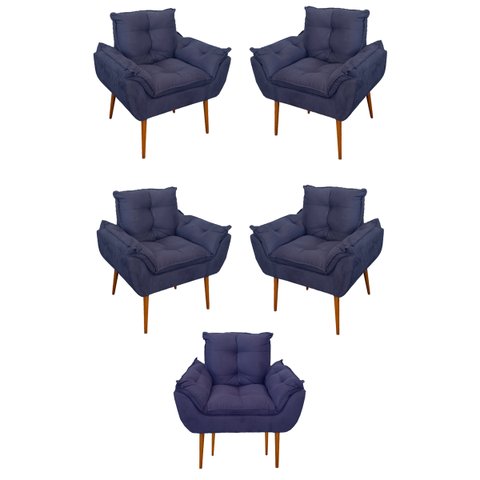 Kit 05 Poltrona Sofá Sala, Quarto, Escritório – Balaqui Decor Cor:azul Marinho