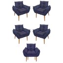 Ver imagem 1 de Kit 05 Poltrona Sofá Sala, Quarto, Escritório – Balaqui Decor Cor:azul Marinho