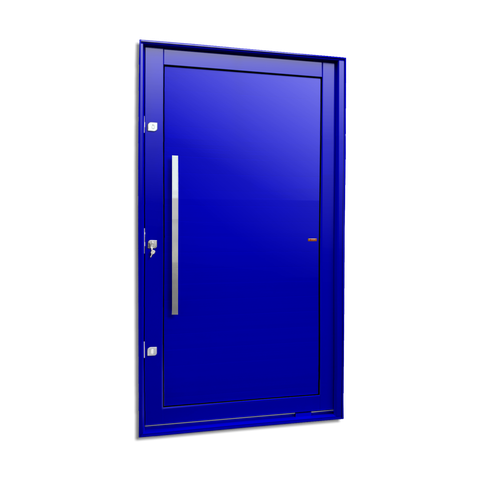 Porta Pivotante Alumínio Lambril c/Puxador Esq. Elite Azul 240x150 Brimak