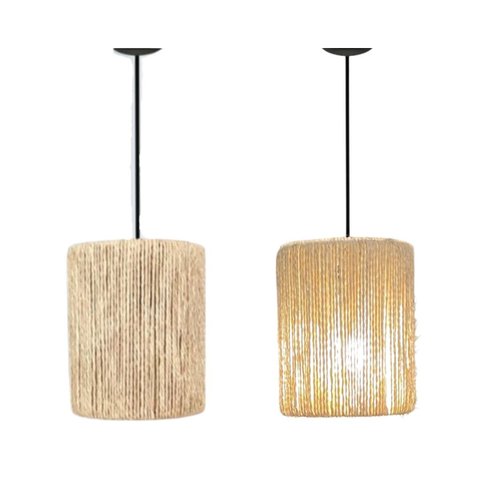 Luminária Leblon Pendente Aconchegante Corda Sisal Natural