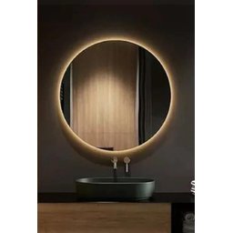 Espelho Redondo Led 80cm Lapidado Luz Quente com Suporte 220v Lyo - 1