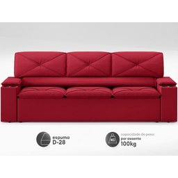 Sofá com Porta Copos Retrátil e Reclinável Pop 2,05m Velosuede Vermelho - Netsofas - 4