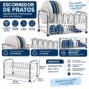 Ver imagem 3 de Escorredor de Louças Duplo Aço Cromado 13 Pratos 6 Copos + Base Inferior Multiuso