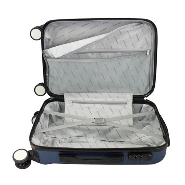 Mala de Viagem Pequena Bordo de Mão ABS Rígida Rodinhas 360 - Azul - 3