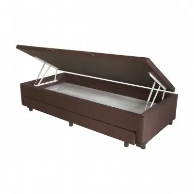 Cama Box Bau com Auxiliar Espuma Dupla Solteiro Corino:branco - 3