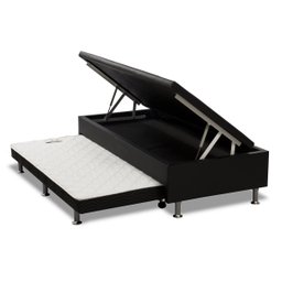 Cama Box Bau com Auxiliar Espuma Dupla Solteiro Corino:branco - 2