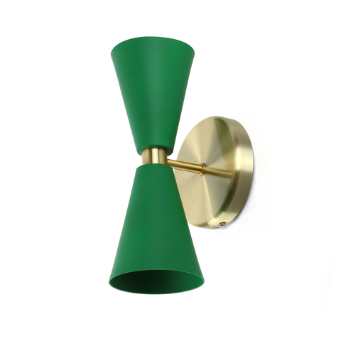 Arandela Moderna Parma Cone Duplo Verde e Dourado Lixado Spotline