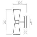 Ver imagem 3 de Arandela Moderna Parma Cone Duplo Verde e Dourado Lixado Spotline