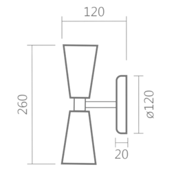 Arandela Moderna Parma Cone Duplo Verde e Dourado Lixado Spotline - 3 Arandela Moderna Parma Cone Duplo Verde e Dourado Lixado Spotline - 3