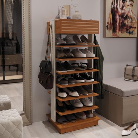 Sapateira Multiuso Estante Organizadora Closet - Freijó e Off White