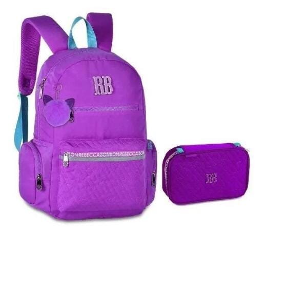 Kit Mochila Rebecca Bonbon Com Estojo Grande Rb2061 Violeta - 1